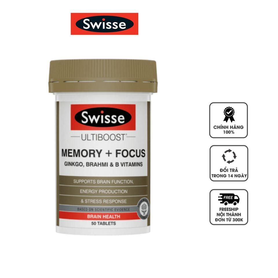 Viên hỗ trợ não bộ, tăng cường trí nhớ Swisse Ultiboost Memory + Focus