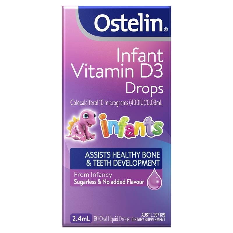 Ostelin Vitamin D Infant Drops - D3 for Kids Bone Health + Immune Support - 2.4mL