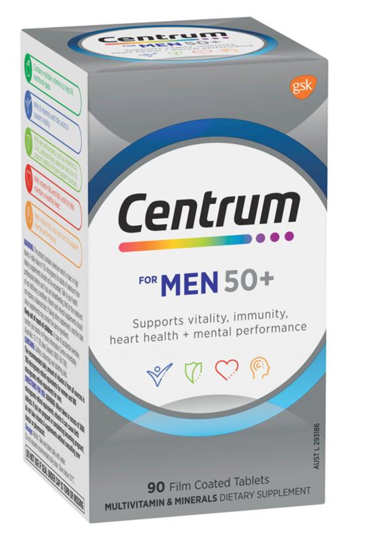 Centrum For Men 50+ 90 Tablets Exclusive Size